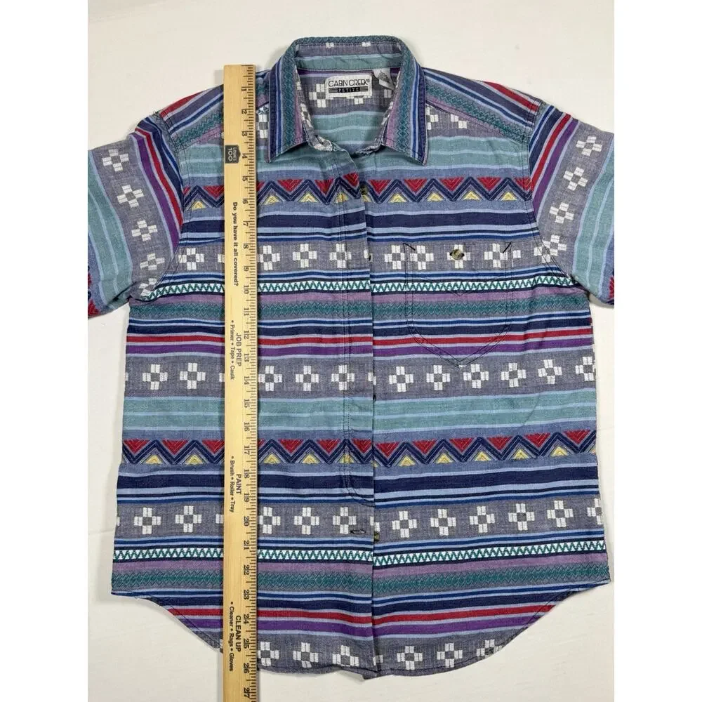 Cabin Creek Petite Southwestern‎ Vintage Style Shirt Women L Cotton Color